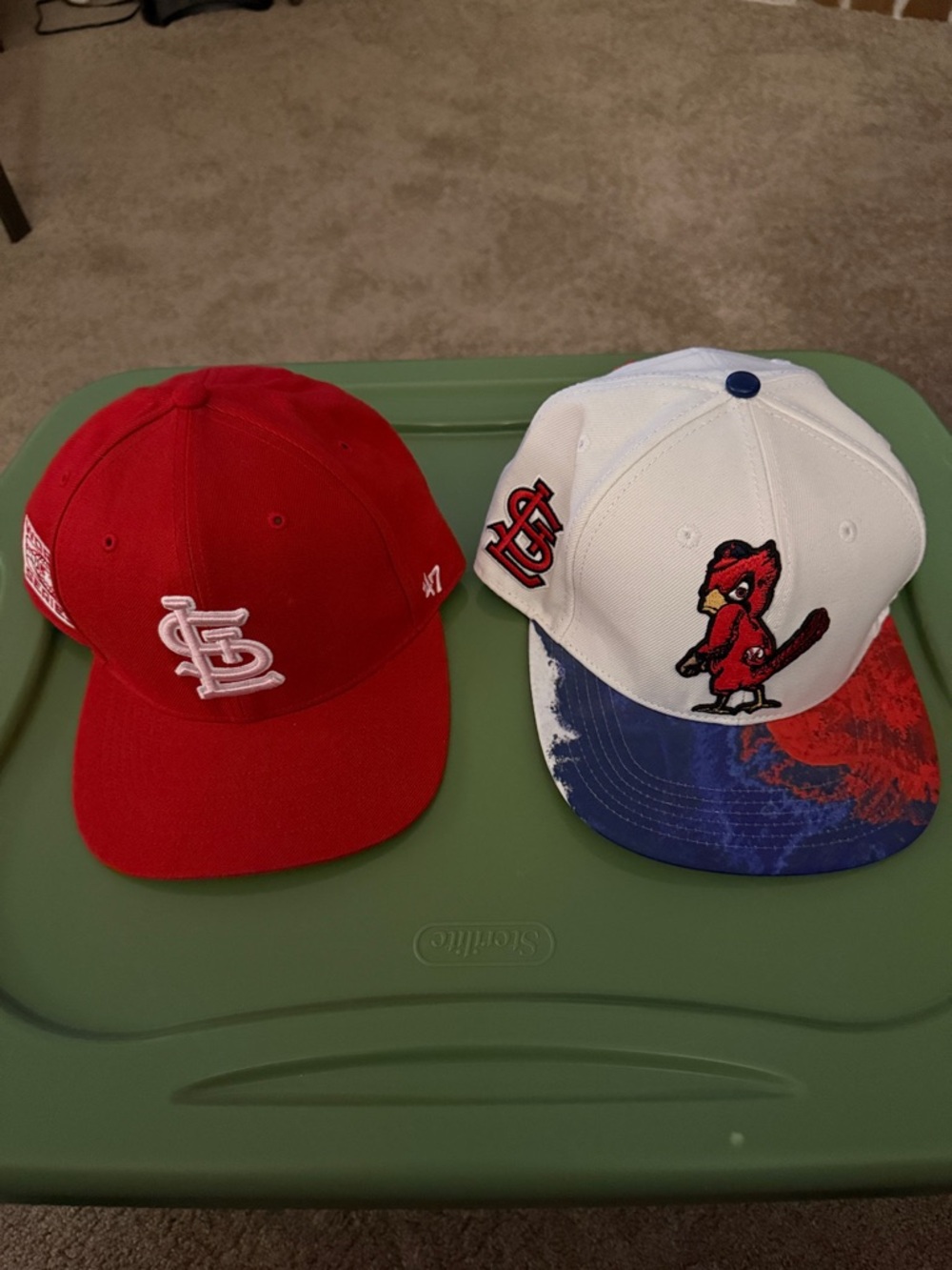St. Louis Cardinals Red Adjustable Hat + White/Blue Cardinals Snapback